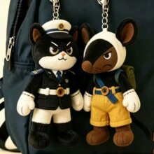 小红书同款新品黑猫警长一只耳毛绒玩偶钥匙扣书包包包挂饰礼物