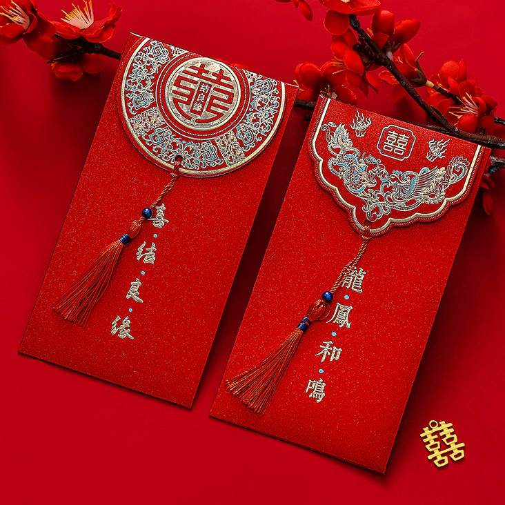 Свадебный красный конверт с кисточками, свадебный 2021, новый ретро-элитный свадебный персонализированный креативный красный конверт, красный пакет, красный пакет, смена