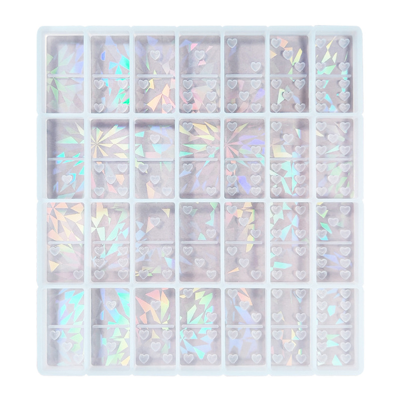 ホログラム愛ドミノ骨牌シリコン金型diyホログラムレーザードミノ|undefined