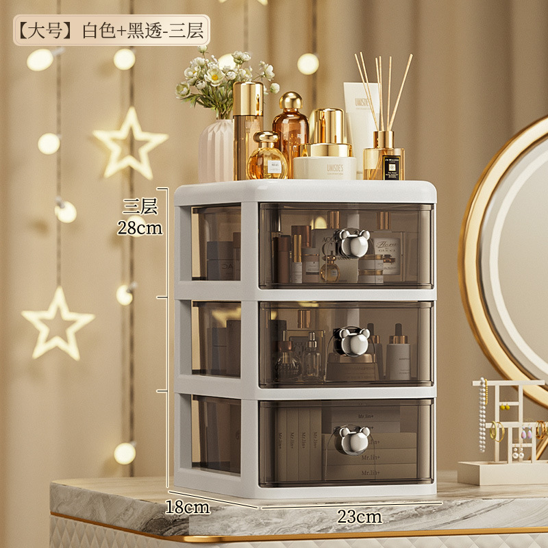 Caja de almacenamiento de escritorio transparente cajón caja de almacenamiento de cosméticos papelería apilable artículos diversos organizador de almacenamiento rack