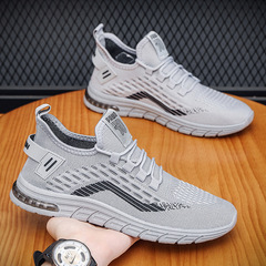 Summer fly knit sneakers men's breathable mesh running shoes wholesale men's shoes street daily travel shoes