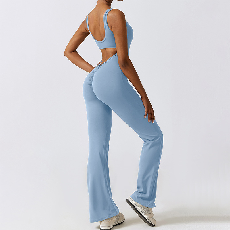 Nuevos pantalones de campana europeos transfronterizos, ropa de yoga deportiva sexy sin espalda