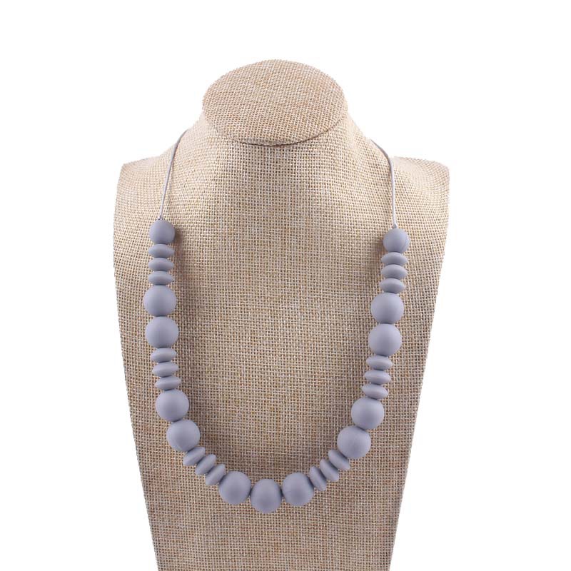 Nuevo bebé molar silicona mordedor collar masticable colgante creativo DIY cuentas redondas espaciador cuentas collar de cuentas