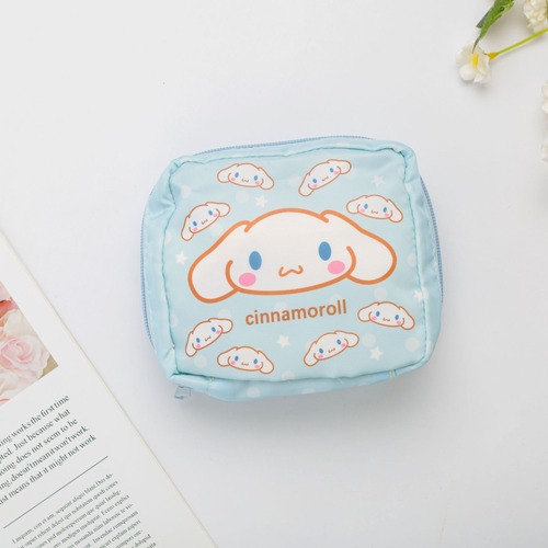 Cute Cartoon Sanitary Pad Organizer Bag – Portable Travel & Outing Essential for Girls, Includes a Crossbody Strap