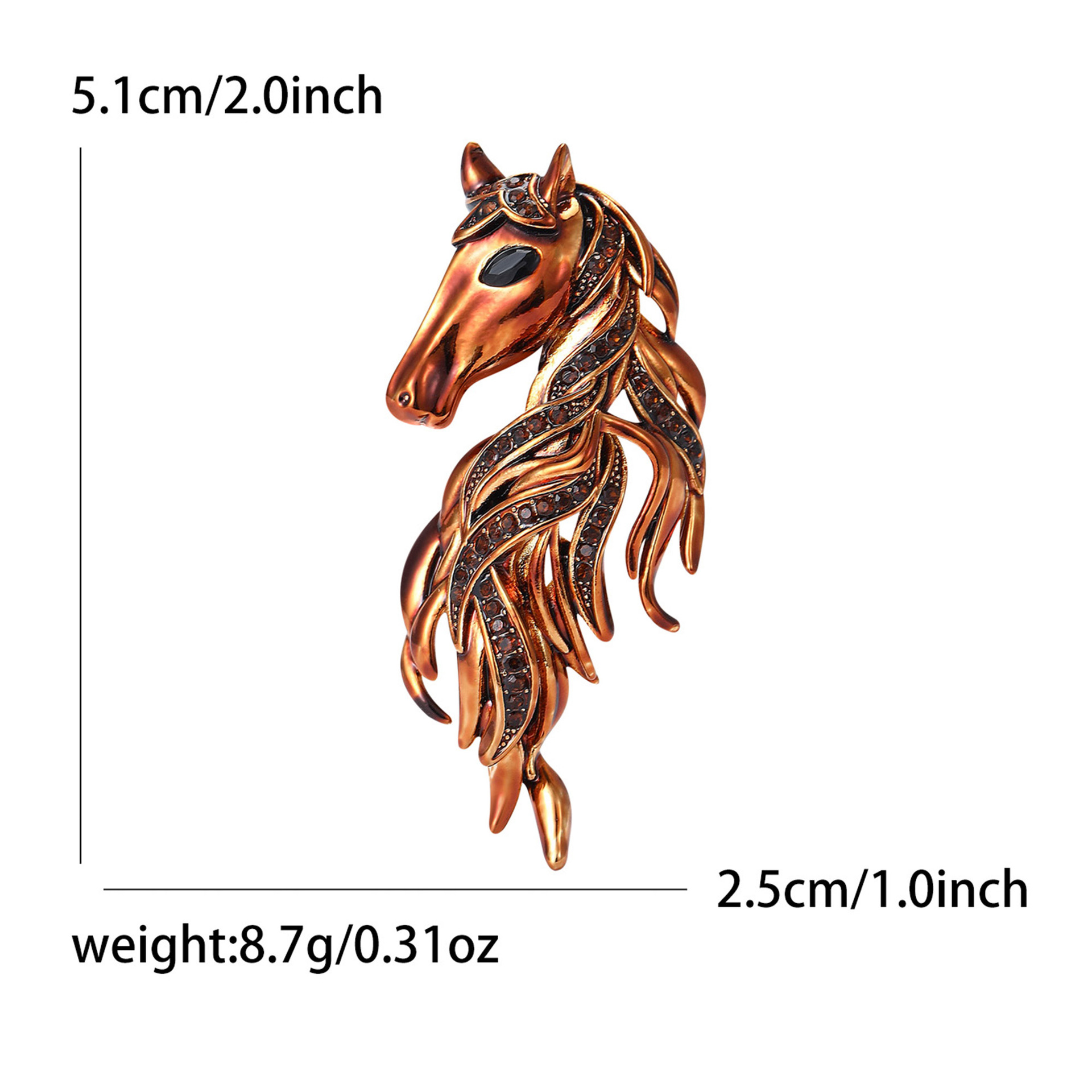 Elegante Pferde-brosche Mit Strass Für Damen Und Herren_voghion.com