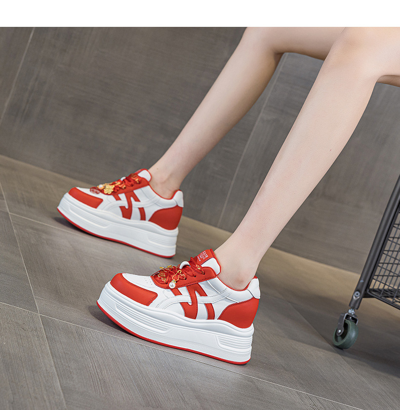 Giày sneaker nữ đế dày tăng chiều cao phong cách thể thao — M2963 màu đen, M2963 màu trắng, M2963 màu đỏ chi tiết 20