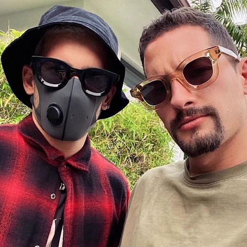 Hip-hop sunglasses men's fashion personality fashion niche round INS internet celebrity thick frame sunglasses women's retro sunglasses 