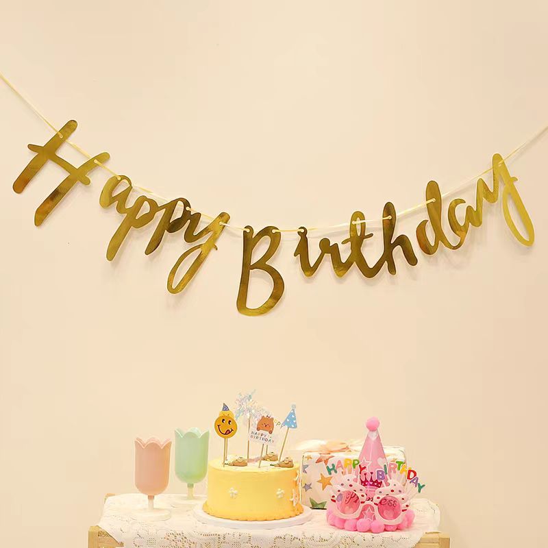Feliz cumpleaños tira de la bandera para niños decoraciones de cumpleaños bandera de cola de pescado inglesa estampada bandera de dibujos animados