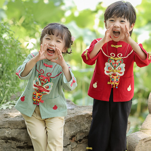 Children's performance costumes Hanfu autumn set first birthday dress for boys and girls  new style ancient style Tang suit spring and autumn style 