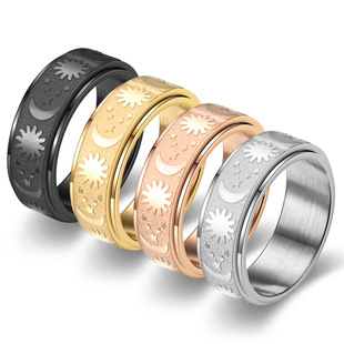 2024 Cross-Border Supply of Niche Decompression, Anti-Anxiety Casting, Stars and Moon Rotatable Ring Source Manufacturer