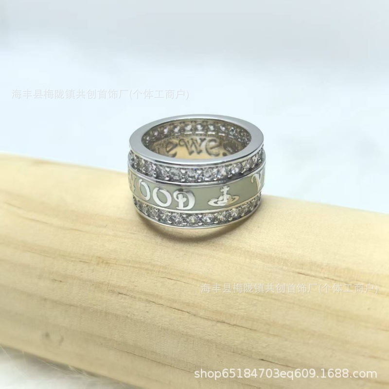 东太后印镶钻戒指金银双色闪亮土星指环时尚网红男女戒指|undefined