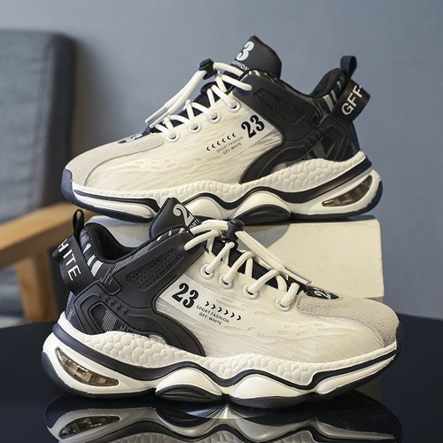 Children's sports shoes basketball shoes boys spring new medium and large children's professional casual shoes thick-soled dad's shoes breathable