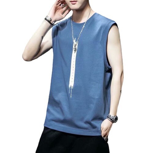 Men's Summer New Trend Thin Sweatshirt Tank Top Loose Puffer Vest Basketball Backless Top Casual Jacket Outerwear