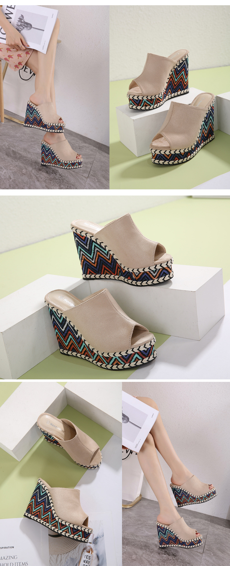 retro embroidered wedge sandals NSSO50107