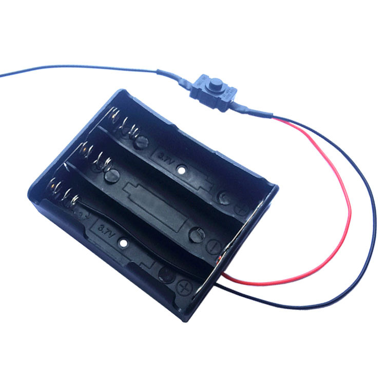 3节18650并联电池盒带红黑线带开关锂电池座3节带线带开关电池盒