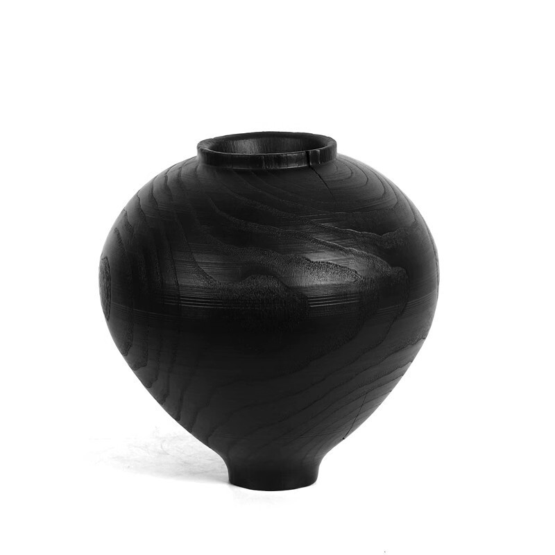 Modern Italian Minimalist Black Wood Grain Flower Ware French Simple Ornaments Tea Room Study Desktop Household Resin Vase Modern Italian Minimalist Black Wood Grain Flower Ware French Simple Ornaments Tea Room Study Desktop Household Resin Vase