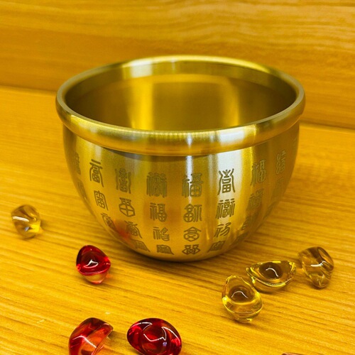 Brass Baifu Cylinder Brass Rice Cylinder Treasure Bowl Rice Cylinder Lucky Cylinder Desktop Small Copper Ornaments Ashtray Copper Cylinder Wholesale
