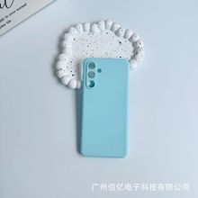 适用三星M55 支架 A15 简约全包直边魔方精孔仿液态硅胶A23手机壳