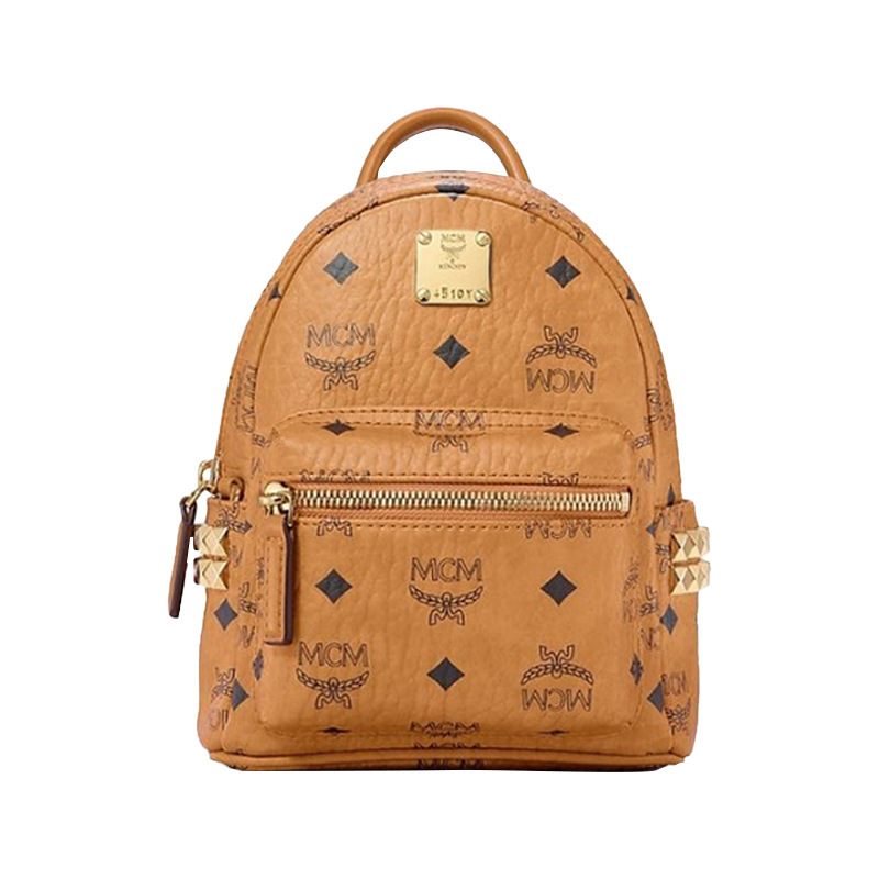 [High Quality] Mc's Ultra-Miniature Cognac-Colored Logo Printed Backpack