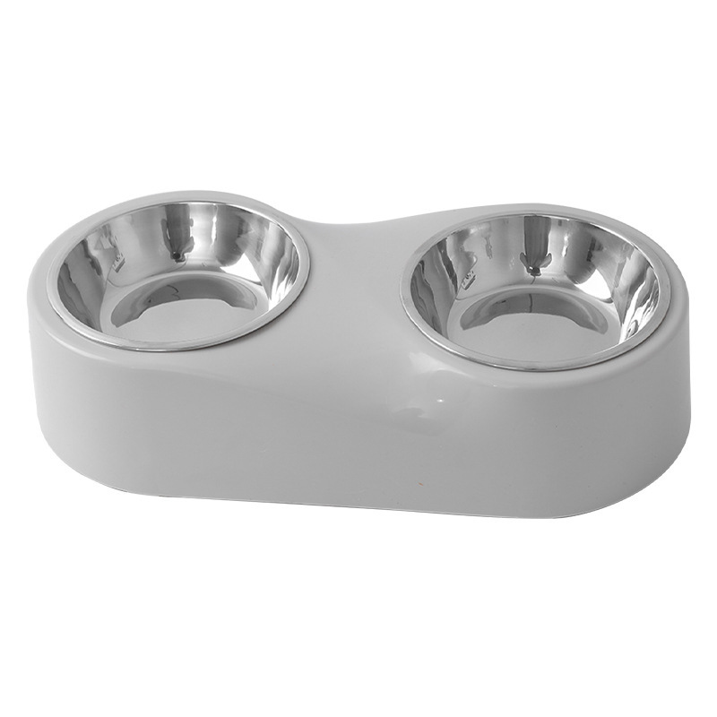 Nuevo original gato tazón caja de color 8 palabras doble tazón ASB Acero inoxidable separado diseño gato agua tazón mascotas suministros