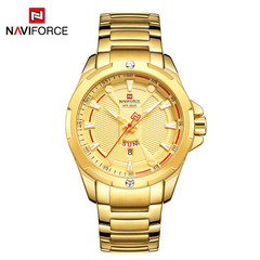NAVIFORCE Lingxiang 9161 New Men's Steel-Band Luminous Quartz Calendar Watch – Stylish Business-Style Timepiece with Diamond-Inlaid Week Display