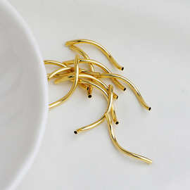 14K包金保色光面S形弯管 项手链串珠S管波浪旋转扭管 diy饰品配件