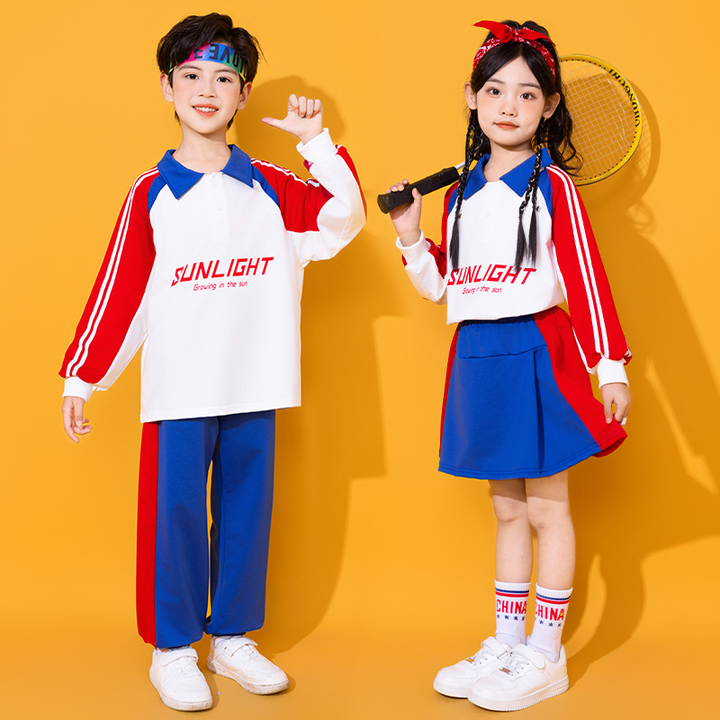봄 · 가을 초등생 스포츠웨어 스쿨 유니폼 게임 개회식 단체 공연 의류 유치원 교실 의류