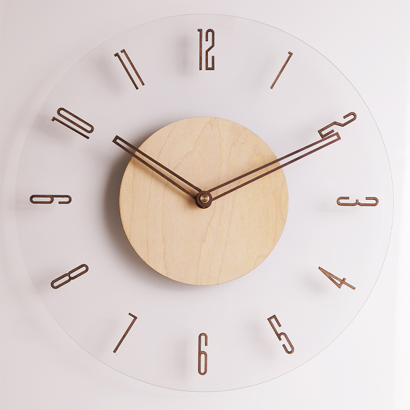Japanese Amazon Solid Wood Wall Clock Simple Transparent Creative Clock Wall Clock Living Room Home Wall Decoration Clock