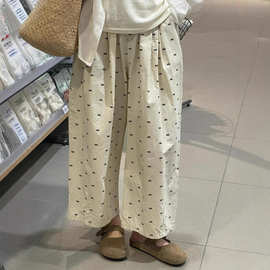 蝴蝶结日系气球裤女2025年新款夏季宽松阔腿裤时尚休闲九分裤长裤