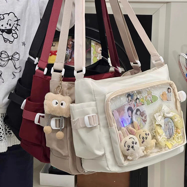 College Style Messenger Bag, Large Capacity, Versatile and Good-Looking, Pain Bag for Students Attending Class, Transparent Shoulder Crossbody Bag