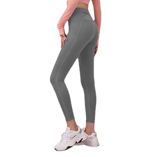 Peach cross sports nine-point pants, comfortable sports fabric, X-shaped waist, no embarrassing line, tummy control, fitness yoga pants
