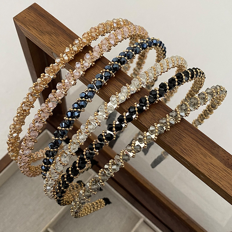 水晶發箍女百搭外出網紅細款發卡洗臉頭箍防滑簡約韓國氣質壓發