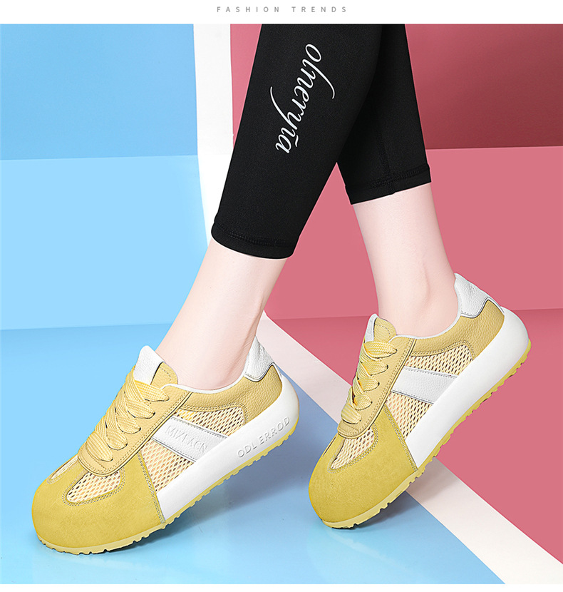 Giày sneaker nữ đế dày phối màu thời trang xuân hè 2026, lưới thoáng khí — 7115 Màu xanh lá cây, 7115 Màu vàng, 7115-1 Trái cây xanh, 7115 -1 Màu vàng chi tiết 6