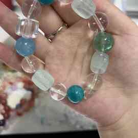 海洋之恋 白水晶 海蓝宝 手串