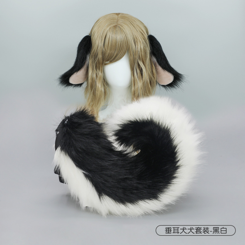 Entrega de una sola pieza japonés lindo Lolita tocado colgante oreja perro felpa horquilla accesorios para el cabello hecho a mano simulación bestia oído diadema