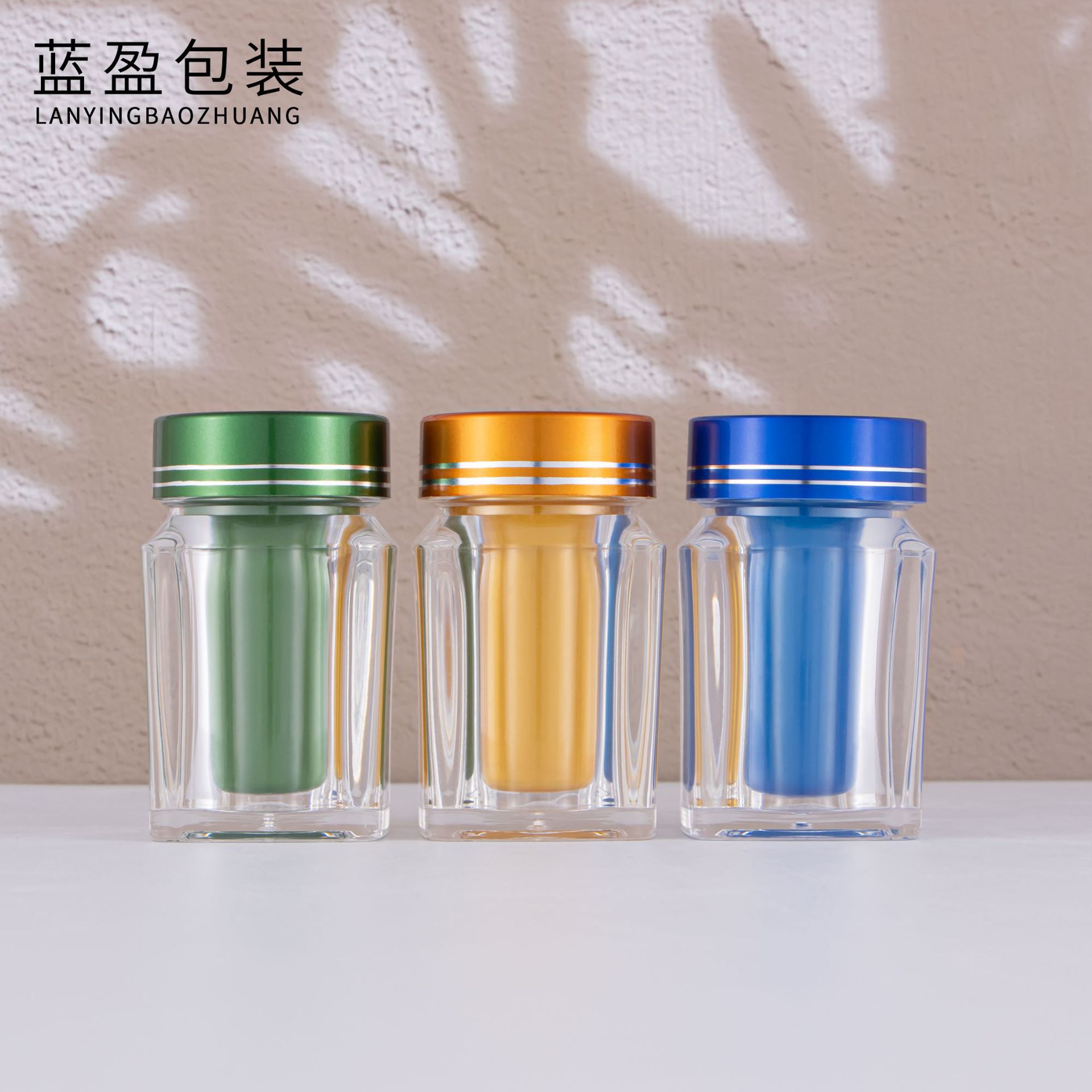 厂家现货30ml保健品瓶维生素钙片糖果粉剂冻干高透双层四方塑料瓶