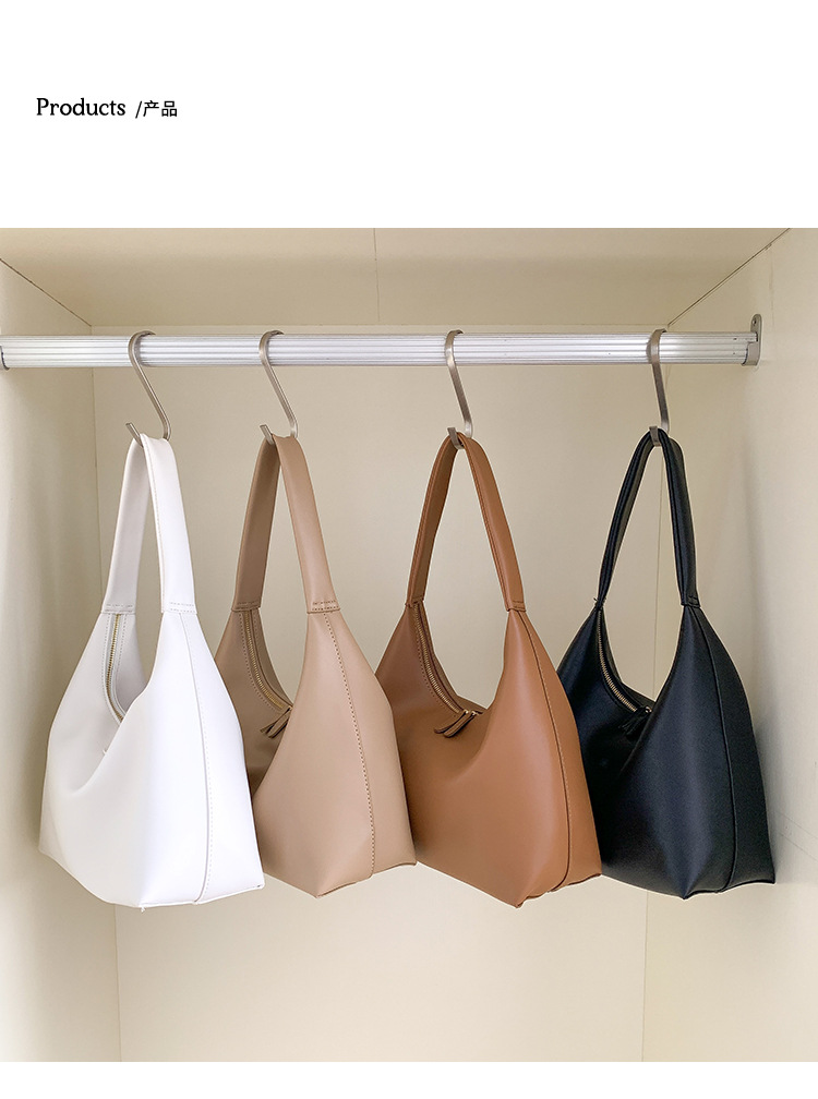 Women's Medium Pu Leather Solid Color Vintage Style Zipper Underarm Bag display picture 12