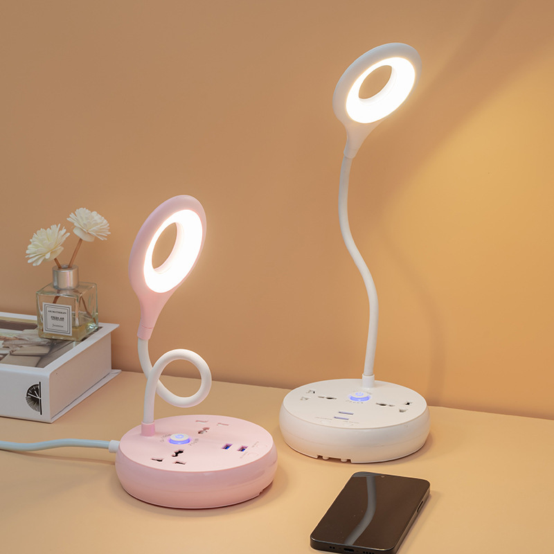 Lámpara de escritorio de comercio electrónico transfronterizo enchufe de lámpara de escritorio multifuncional USB multifuncional para oficina en el hogar LED lámpara de noche enchufe