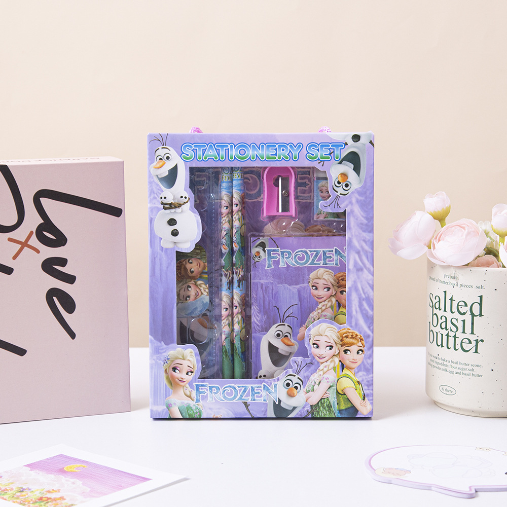 Juego de papelería para niños de Navidad Juego de seis piezas de dibujos animados Regalo de graduación Regalo para estudiantes de primaria Premio Juego de lápices al por mayor