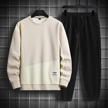 2024春秋运动套装男士新款圆领卫衣春秋冬季加绒加厚休闲服潮流