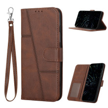 适用vivo v25简约双色小牛纹手机皮套v25e翻盖插卡壳大手绳保护套