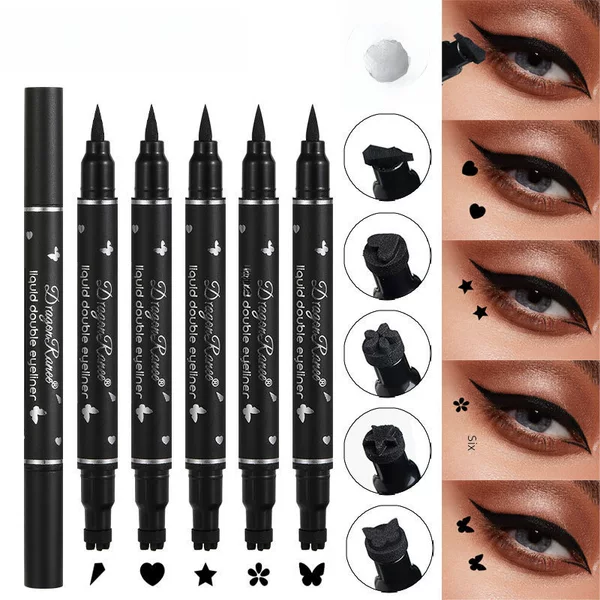 Cross-Border Double-Ended Star Seal Eyeliner Waterproof Novice Love Plum Blossom Embellished Eye Corner Eye Tail Eyeliner