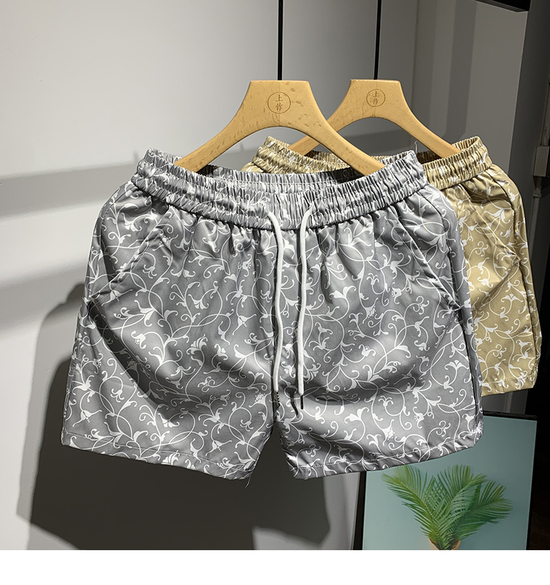 Men's Quick-Dry Athletic Shorts 3/4 Length, Casual Elastic Waistband Lounge Shorts For Gym Running Beach_viptrois.com