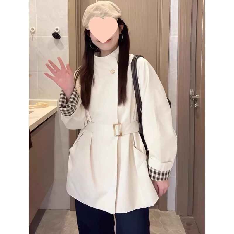 白色立领爆款风衣外套女2025春秋新款中长款小个子高级感韩系休闲|undefined
