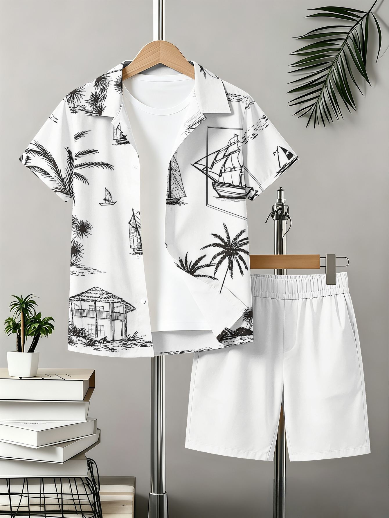 Jungen Set Mit Blumenmuster Hemd Und Shorts Für Den Sommer_voghion.com