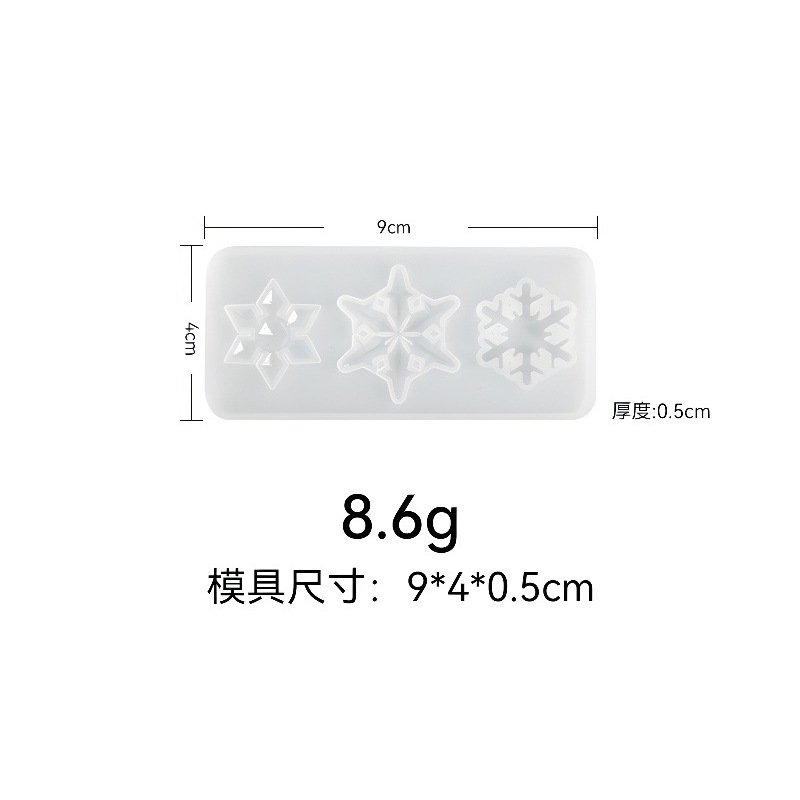 Navidad copo de nieve molde de silicona espejo Pulido-libre de resina copo de nieve llavero colgante epoxi molde