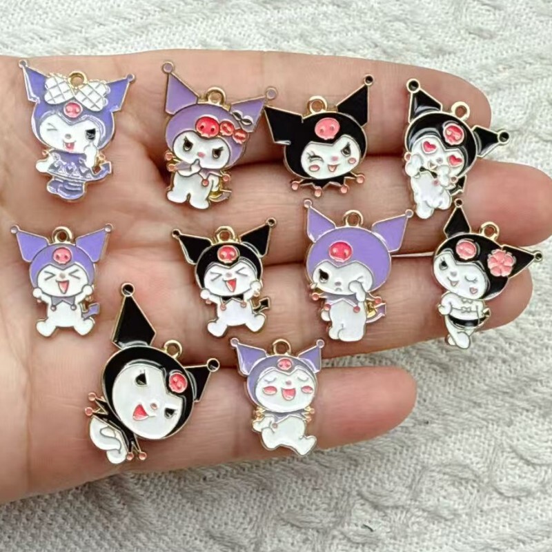 Cartoon Kuromi Alloy Oil Dripping Jewelry Accessories DIY Keychain Earrings Pendant Necklace Bag Pendant