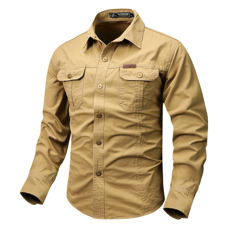 2026 Spring and Autumn Men's Long Sleeve Cotton Shirt, Men's Autumn Loose Outdoor Casual Workwear Top Jacket 2026 Spring and Autumn Men's Long Sleeve Cotton Shirt, Men's Autumn Loose Outdoor Casual Workwear Top Jacket