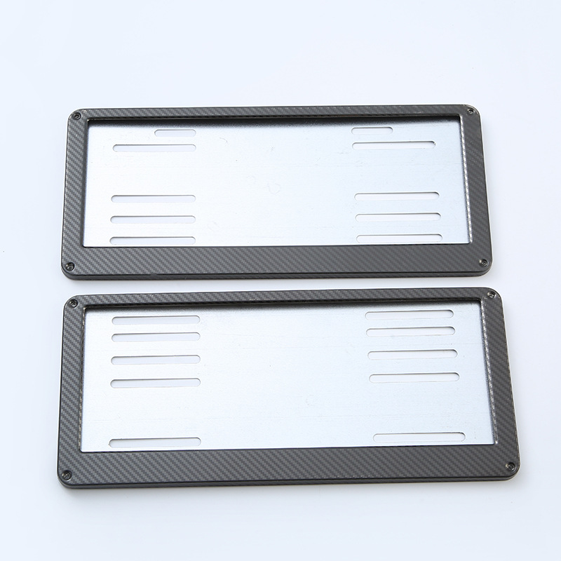 Los fabricantes de Venta caliente transfronterizos suministran Marco de placa de matrícula de coche de fibra de carbono de acero inoxidable Marco de placa de matrícula de coche antirrobo decorativo estándar estadounidense image 3