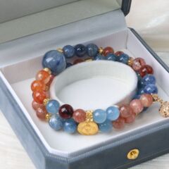 天然マルチクリスタルブレスレット、アメジスト、レッドグルーフラワーサンストーン、ハイエンドニッチデザインブレスレット
